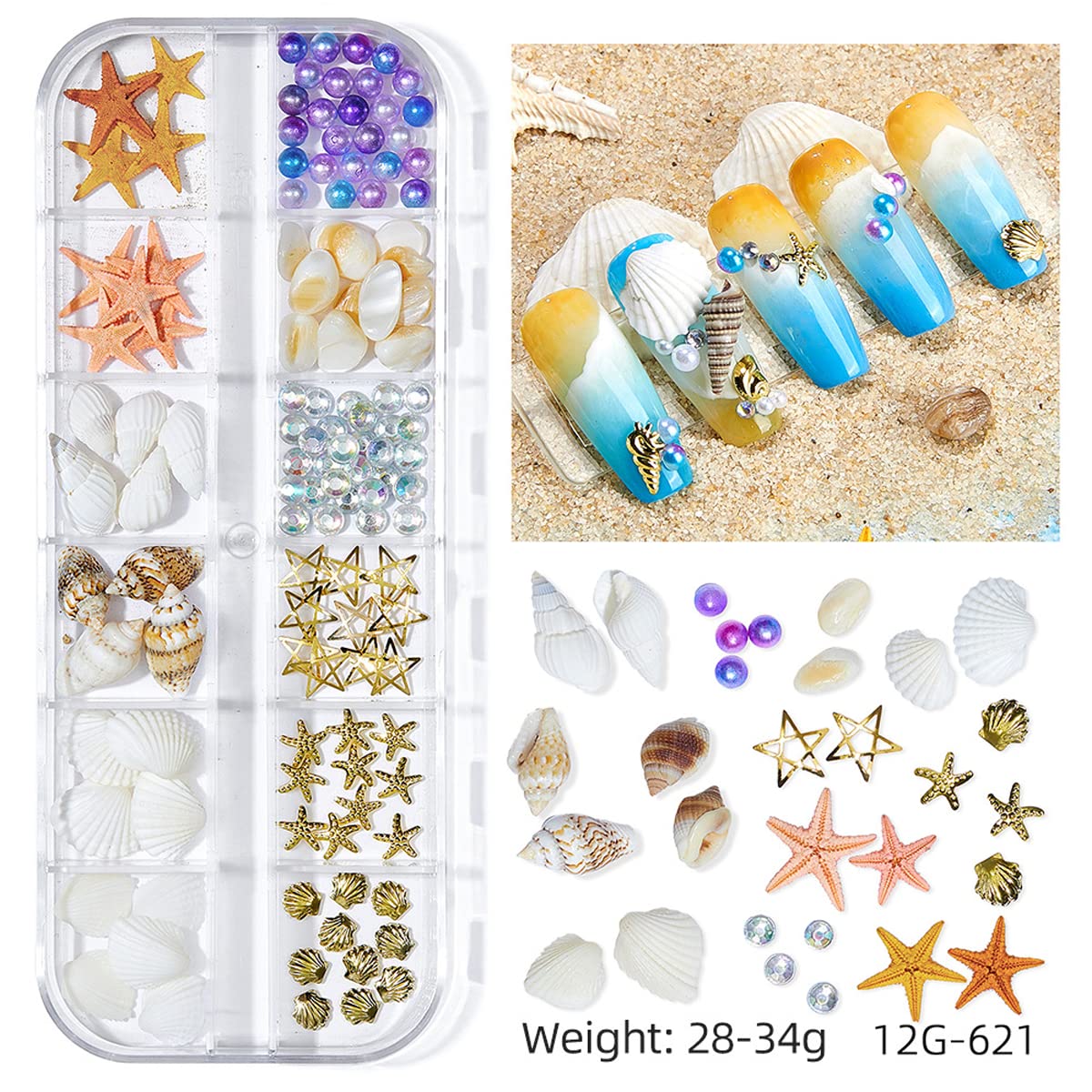 GULELAYAR close-up of tiny shell and starfish charm details for precision