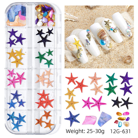GULELAYAR open box layout displaying twelve distinct beach nail designs