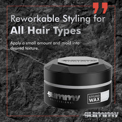 Gummy application in hand illustrating warm-ready wax for effortless styling
