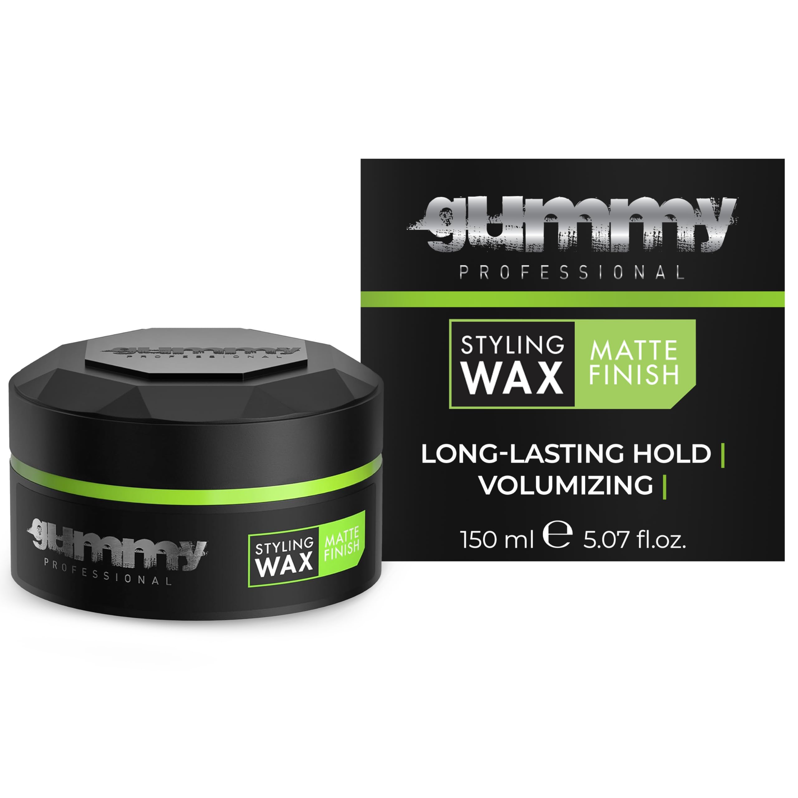 Gummy front jar 150ml showing packaging and professional matte wax benefit