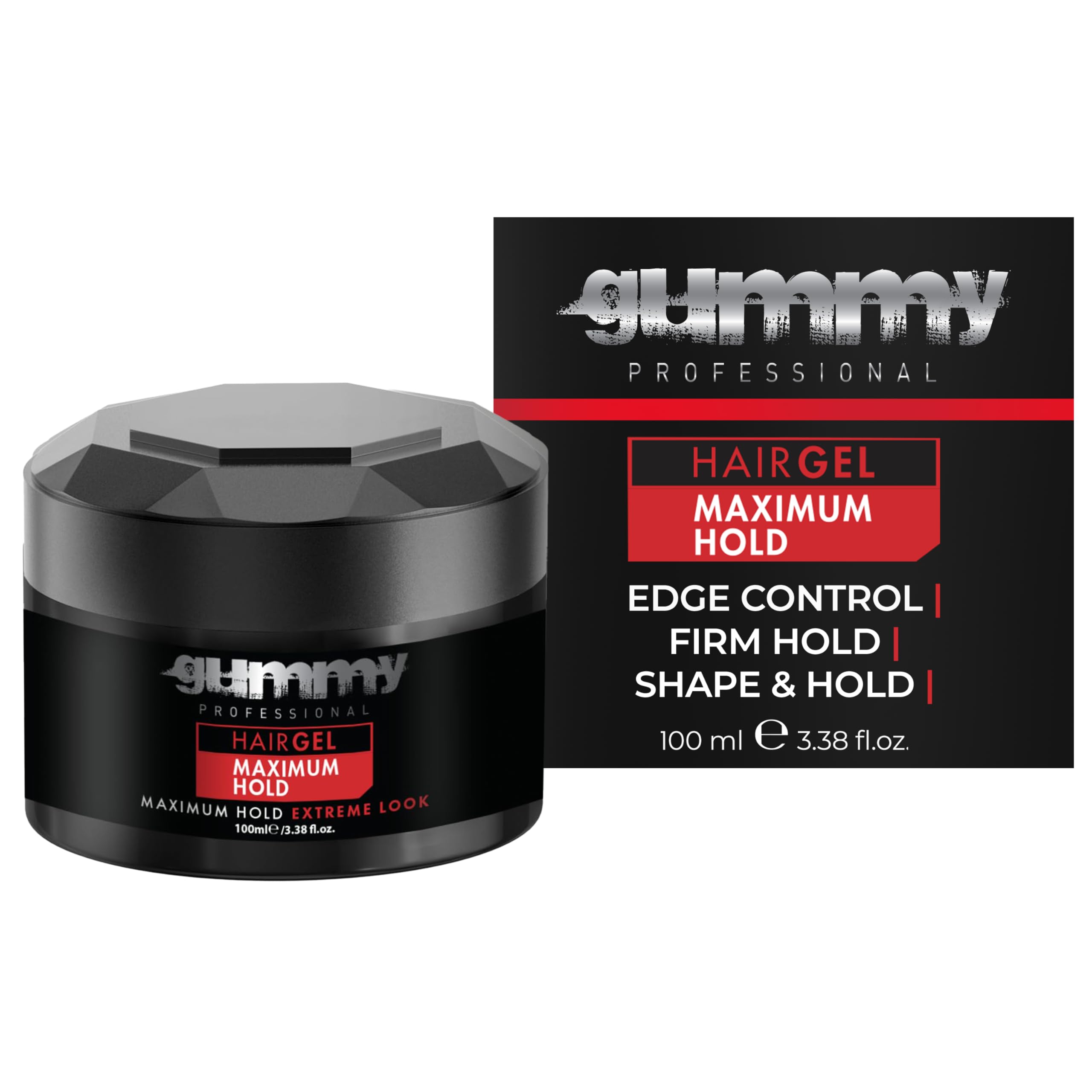 Gummy front packaging showing 100ml clear gel and strong-hold styling benefit