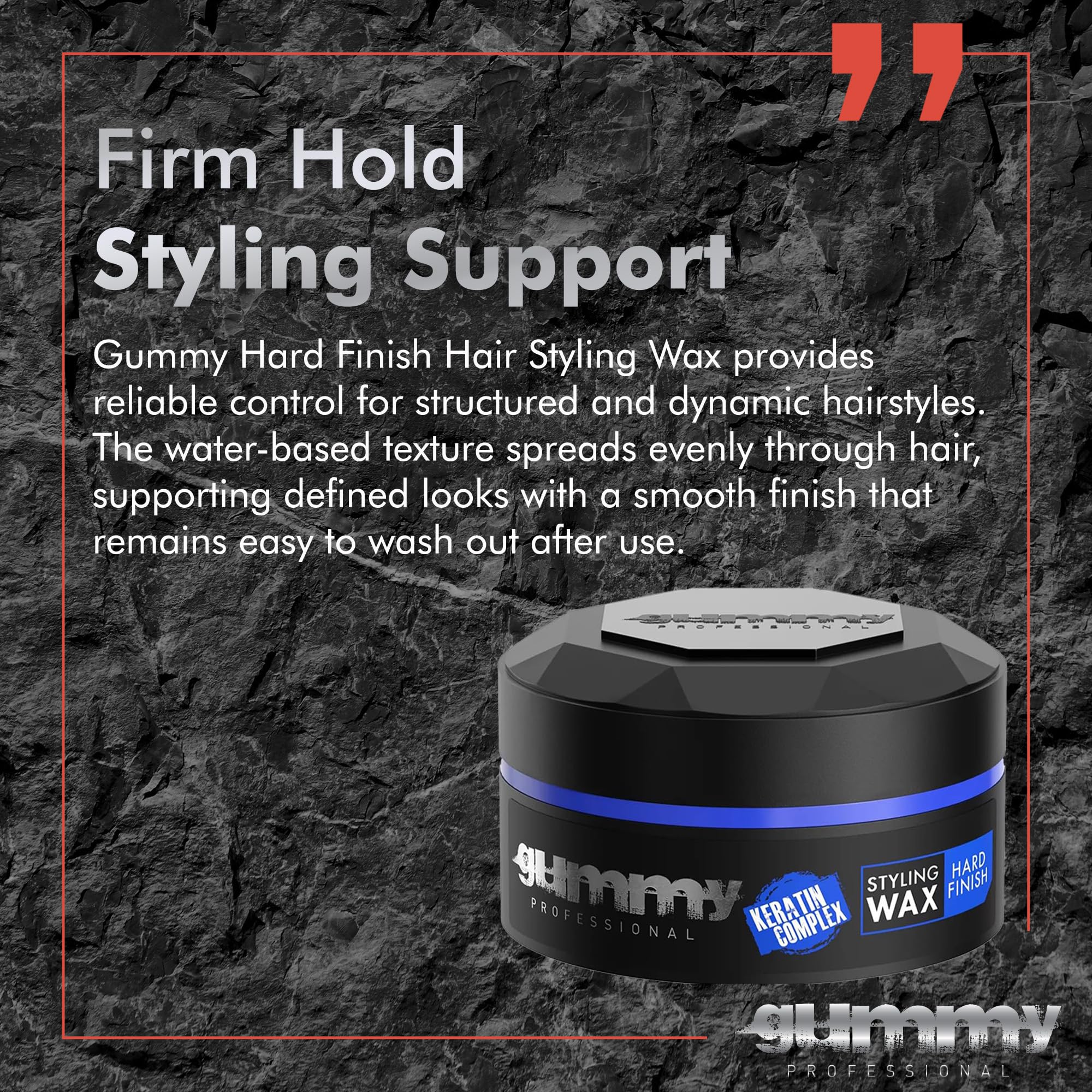 Gummy styled men’s haircut with structured hold and glossy finish from product