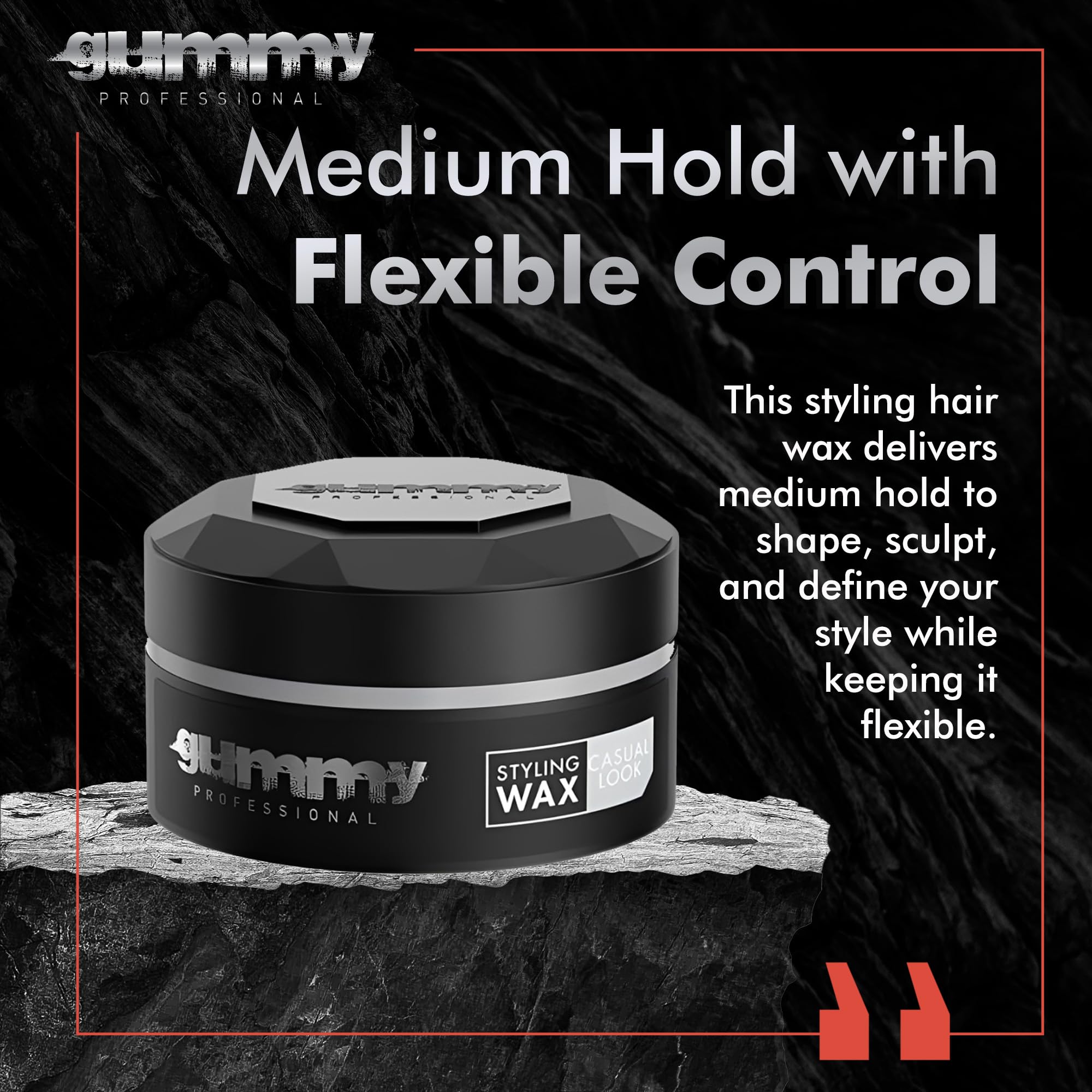 Gummy open tub texture reveals smooth wax consistency for easy finger pickup