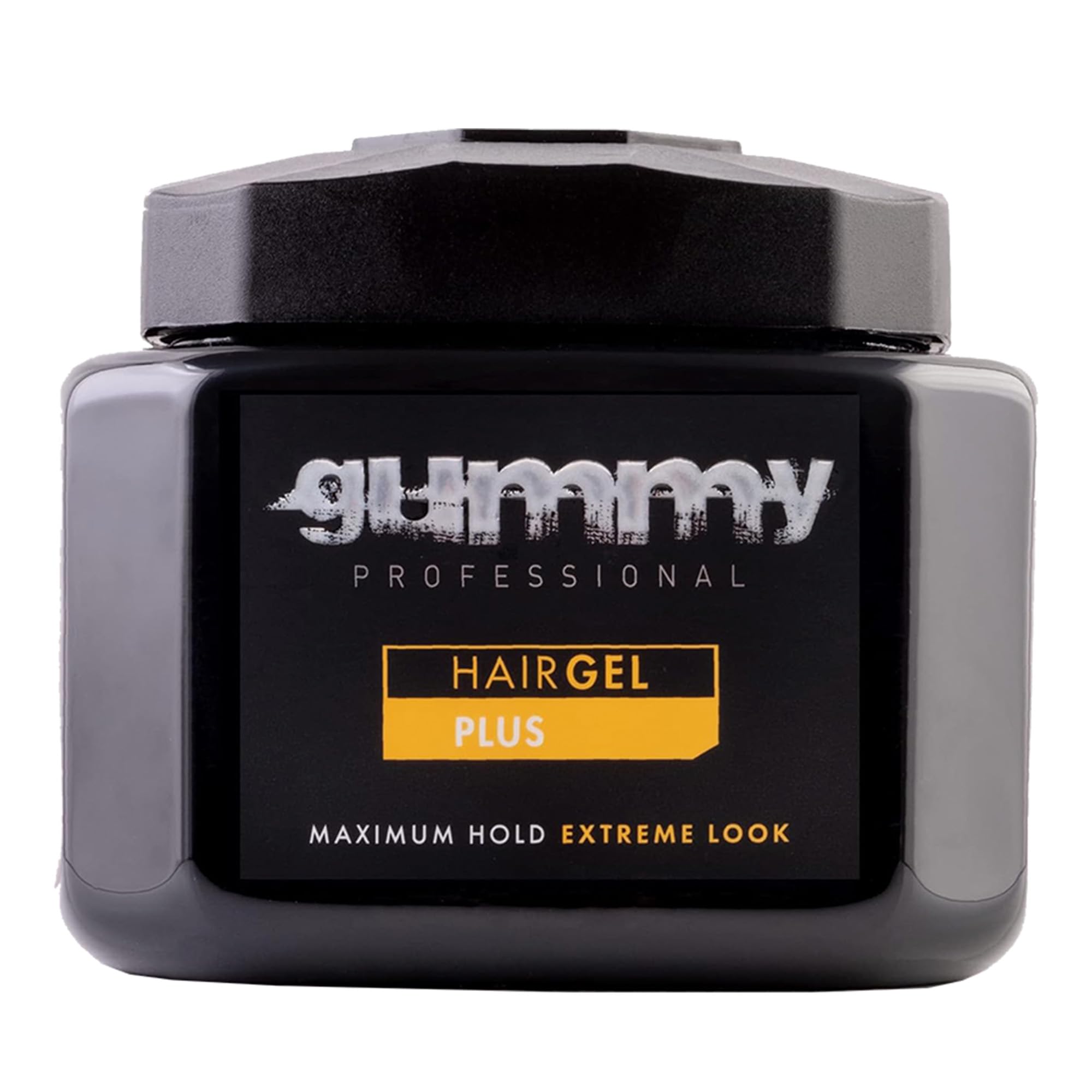 Gummy clear tub front view showing label and capacity, benefits professional hold