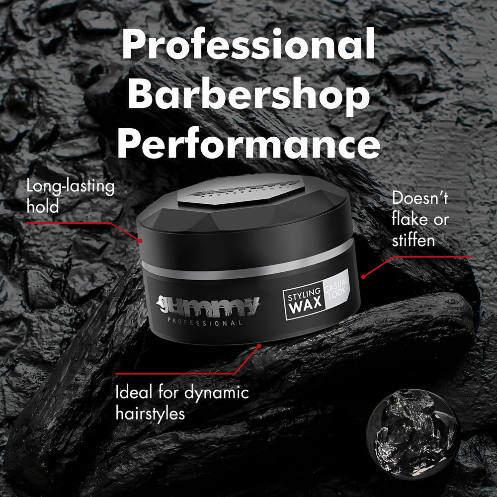 Gummy styling combed look presenting defined matte texture for casual styles