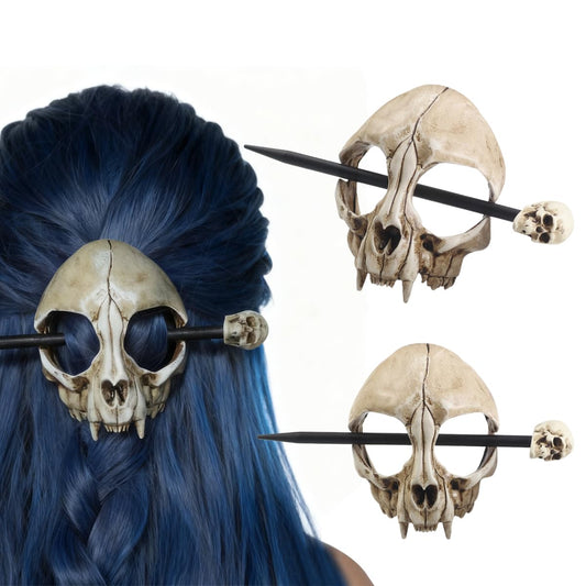 GuoShuang cat skull front view showing gothic detail and wearable design