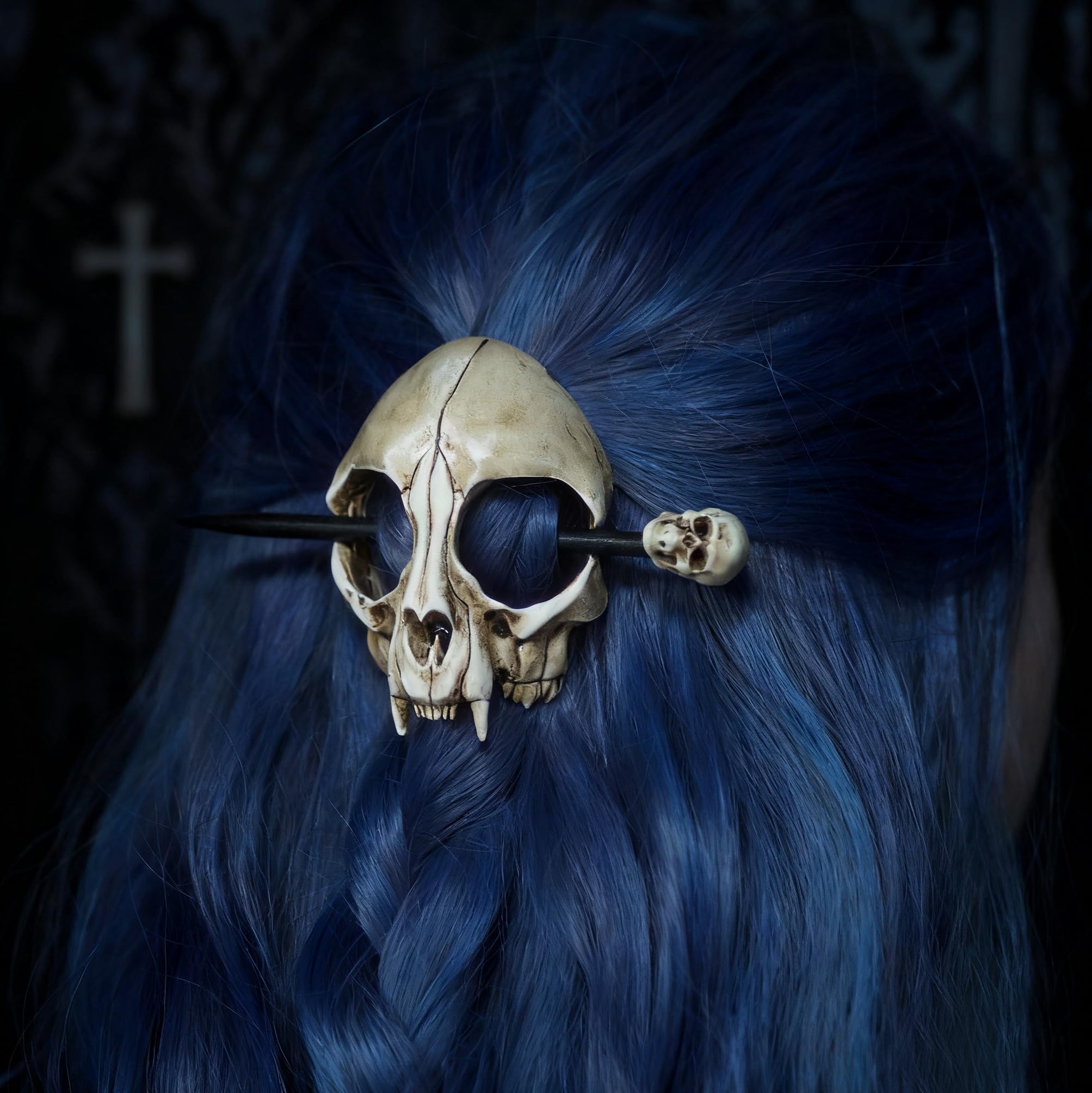 GuoShuang skull profile detail displaying carved features and aesthetic impact