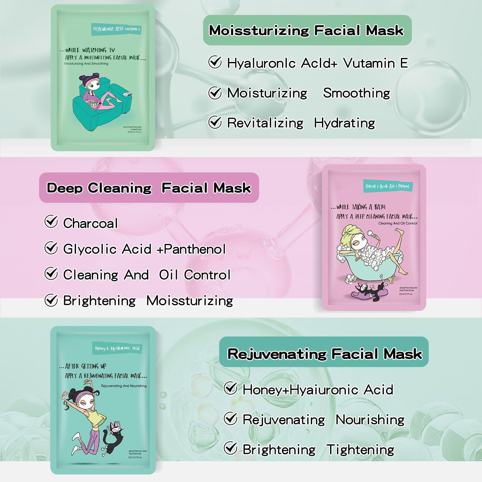 GUOYAOLIFU mask applied on woman demonstrating refreshing result