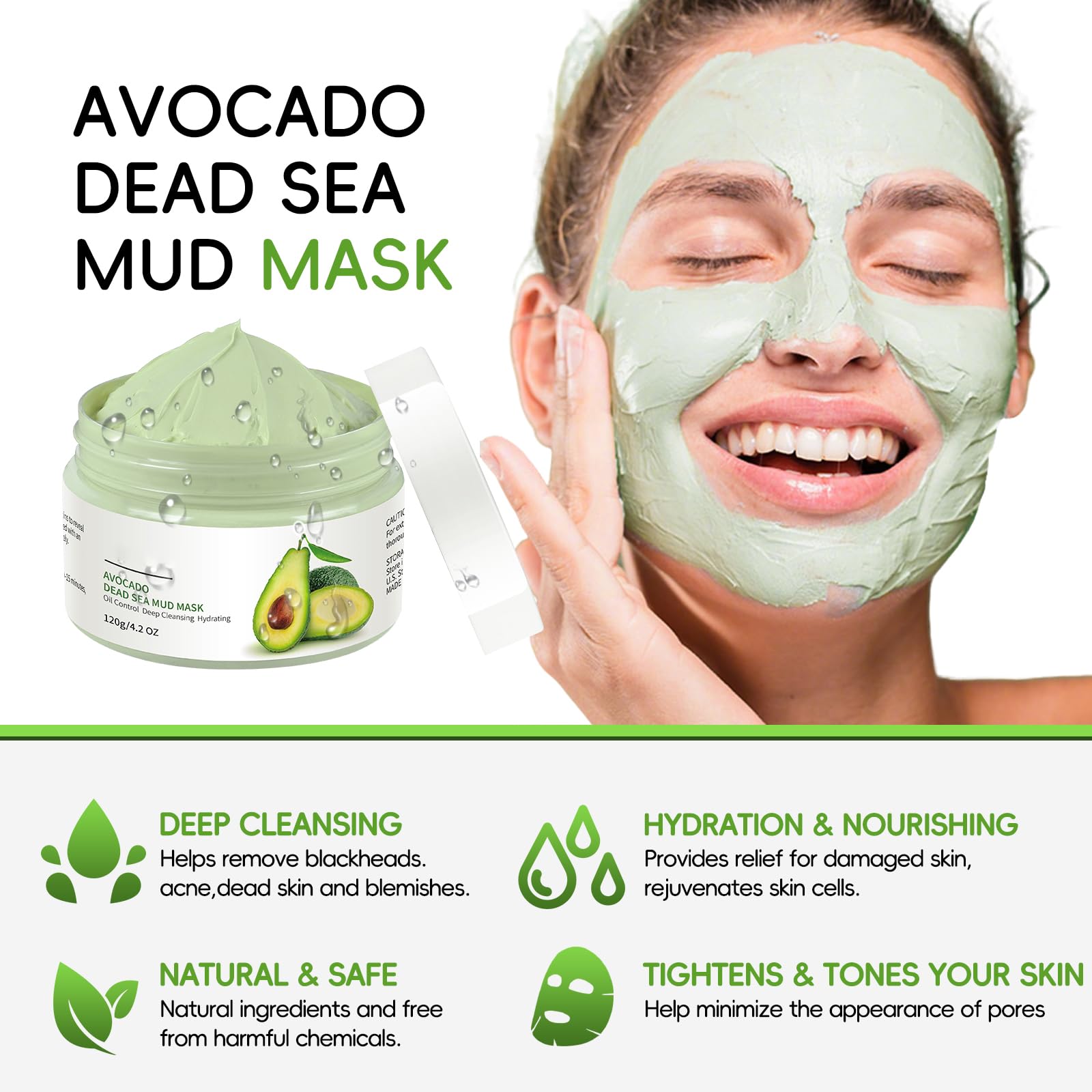 GUOYAOLIFU close-up texture of clay mask highlighting smooth spreadability and gentle exfoliation