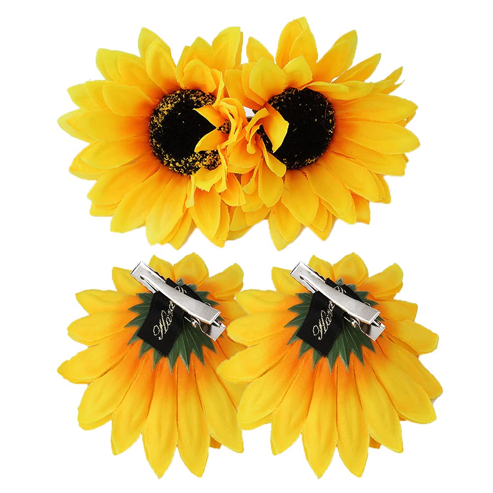 Guqqeuc front view sunflower clips showing bright daisy accents and playful style