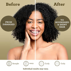 GuruNanda label close-up displaying keratin and Vitamin E for strengthening