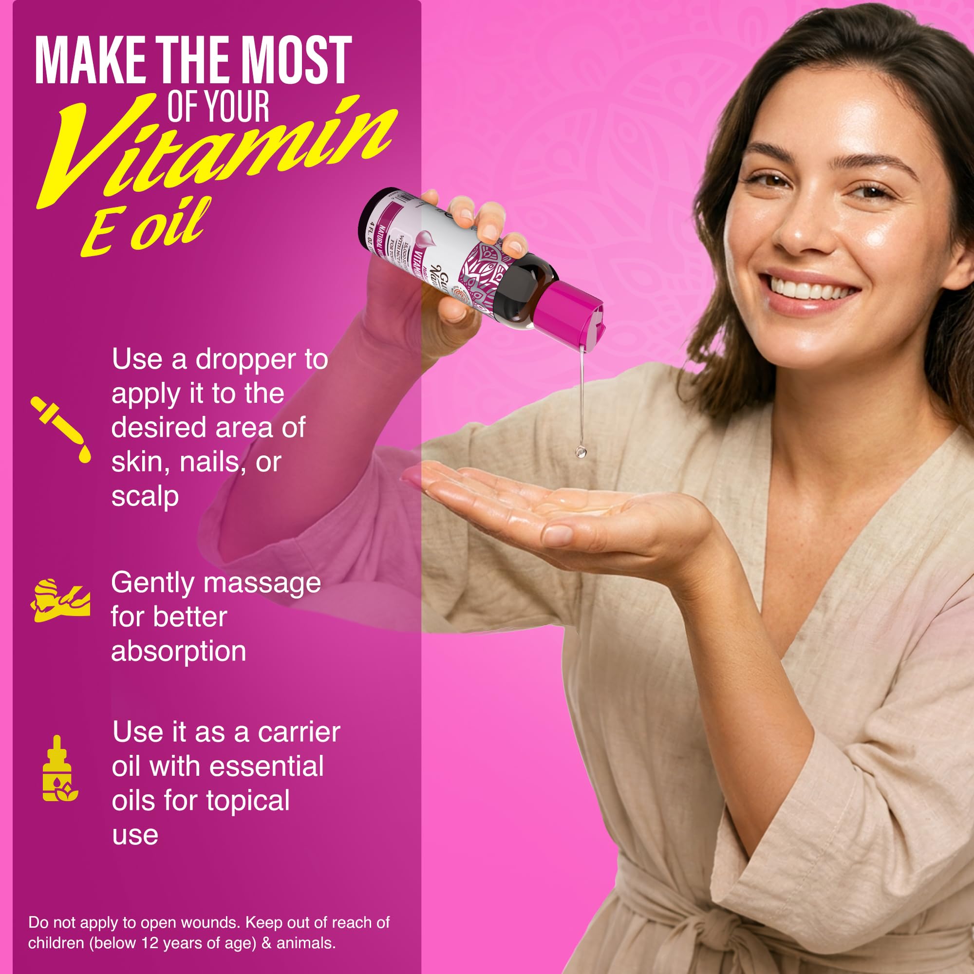 GuruNanda applied to hair ends to reduce dryness and split ends