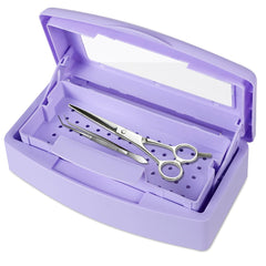 Gusnilo front view of purple sterilizer box showing compact footprint and neat design
