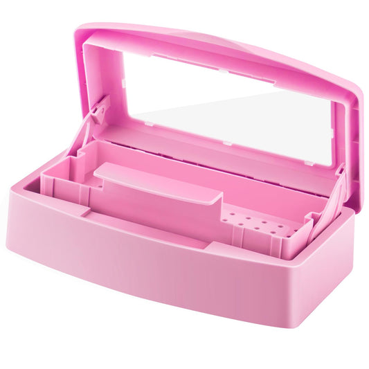 Gusnilo front view sterilizer box showing compact pink container and lid for easy storage
