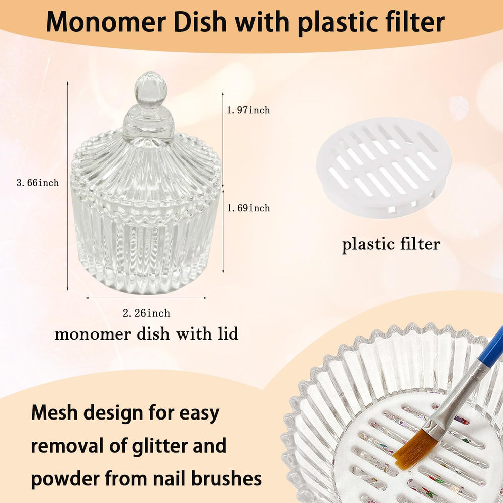 GUXACU monomer dish with lid closed on salon desk protecting liquid and reducing spills