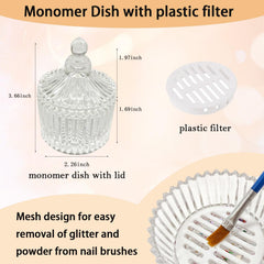 GUXACU monomer dish with lid closed on salon desk protecting liquid and reducing spills