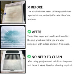 GUXACU filter sheet placed on dust collector showing clean working area