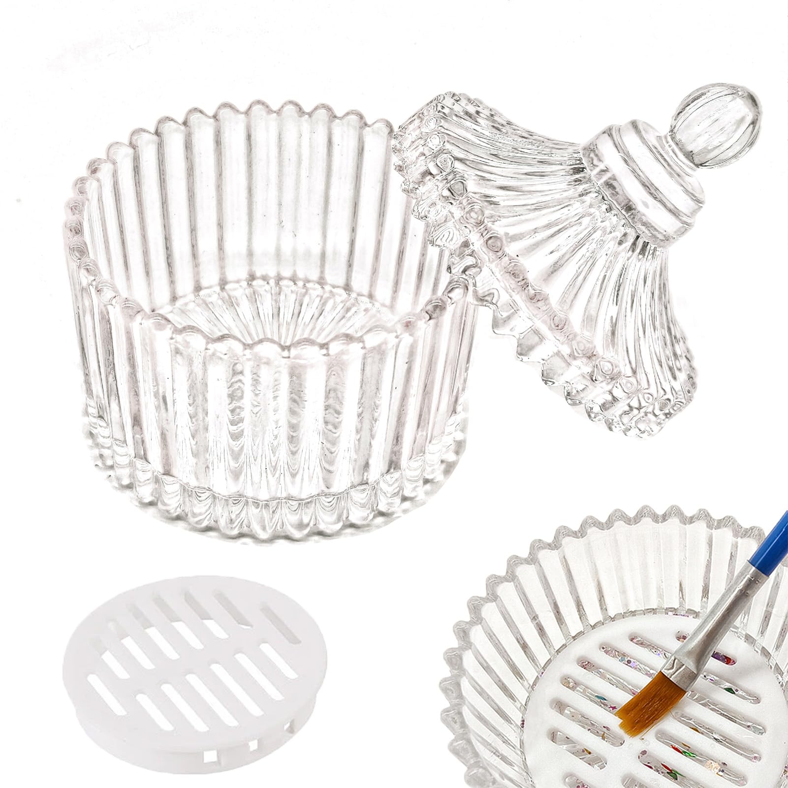 GUXACU glass monomer dish front view shows polished design and capacity benefit