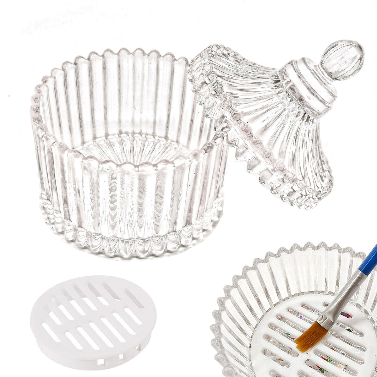 GUXACU glass monomer dish front view shows polished design and capacity benefit