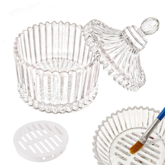 GUXACU glass monomer dish front view shows polished design and capacity benefit