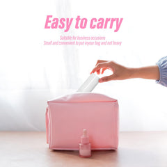 Guxelle bottle in travel bag showing portable, on-the-go refreshment