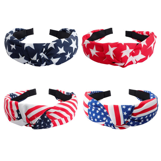 Gvhntk front packaging showing four patriotic headbands and easy-wear benefit