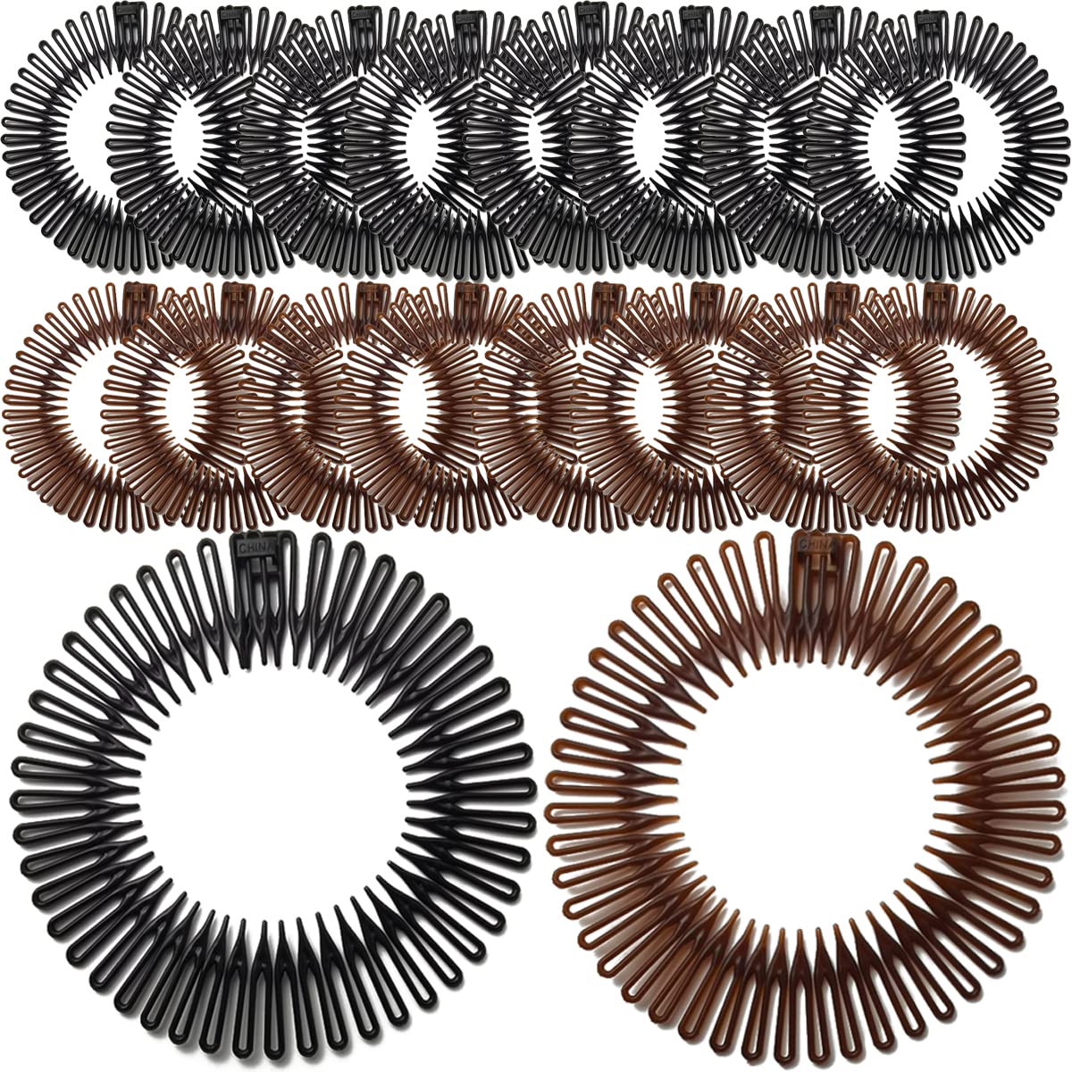GXXMEI front view of 20-pack headbands showing colors and compact bundle benefit