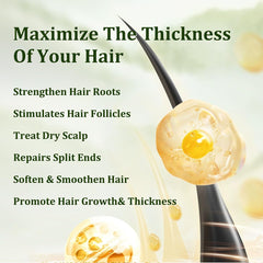 Smoothing Gypsophila Batana Oil through hair ends to reduce split ends and frizz