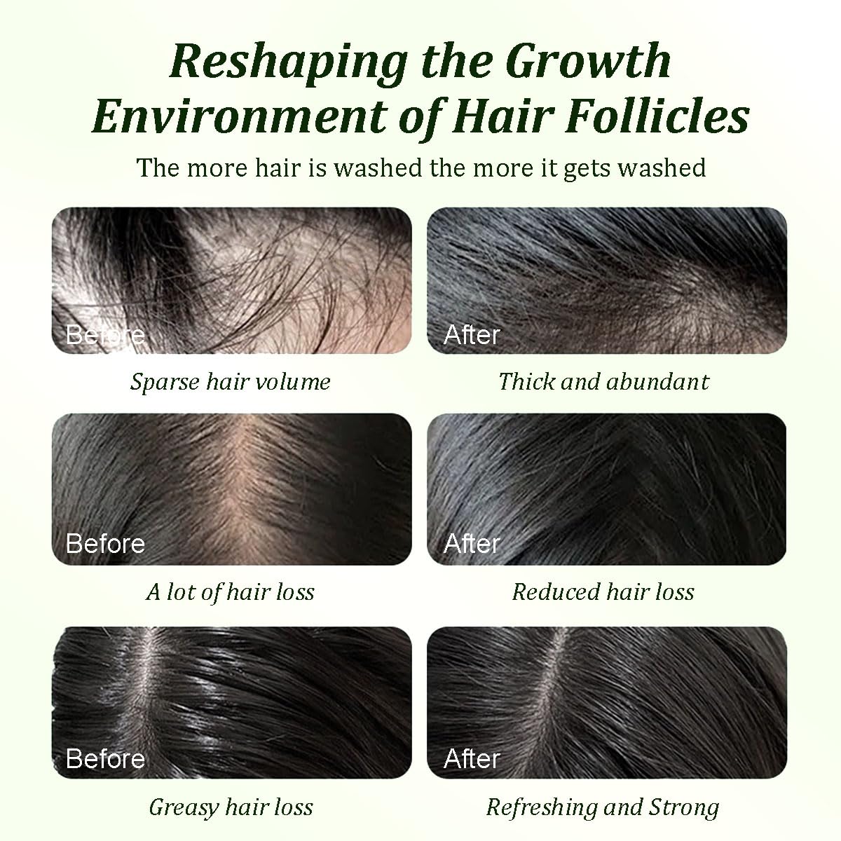Gypsophila before and after hair volume improvement depiction