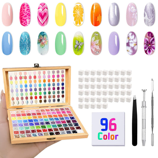 GZIXBDA front palette overview showing 96 mini gel shades for easy selection and travel