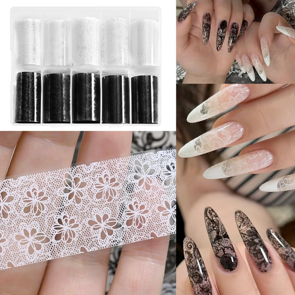GZMAYUEN foil rolls array with varied lace and flower designs for creative looks