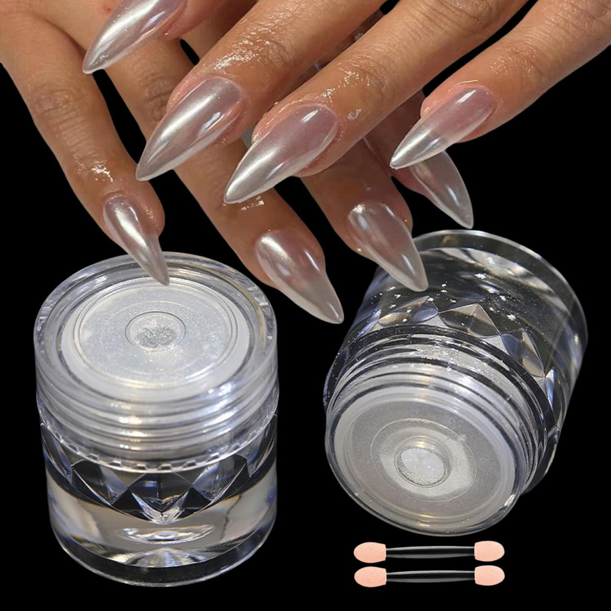 GZMAYUEN front packaging showing two white chrome powder boxes and benefits