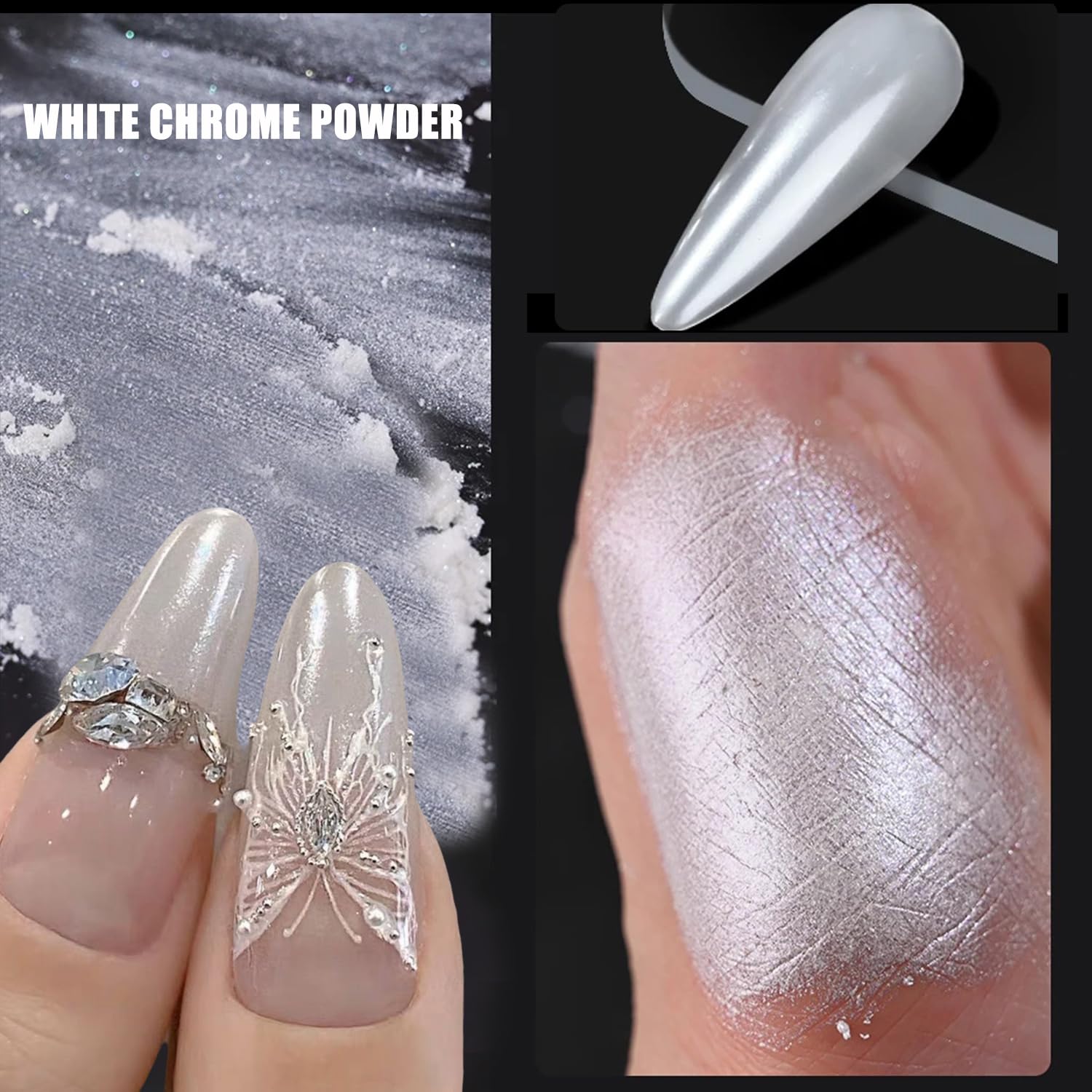 GZMAYUEN applied on acrylic extension showing smooth aurora finish benefit