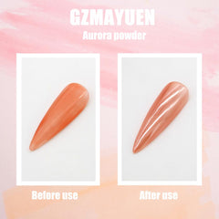 GZMAYUEN powder swatch on fingertip demonstrating iridescent pearl payoff benefit