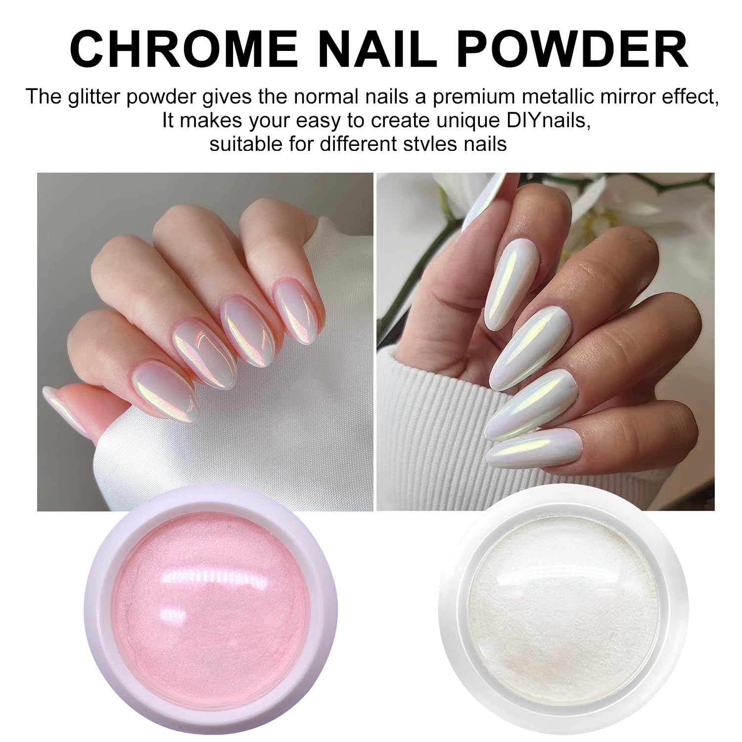 GZMAYUEN silver chrome powder texture demonstrating smooth metallic coverage