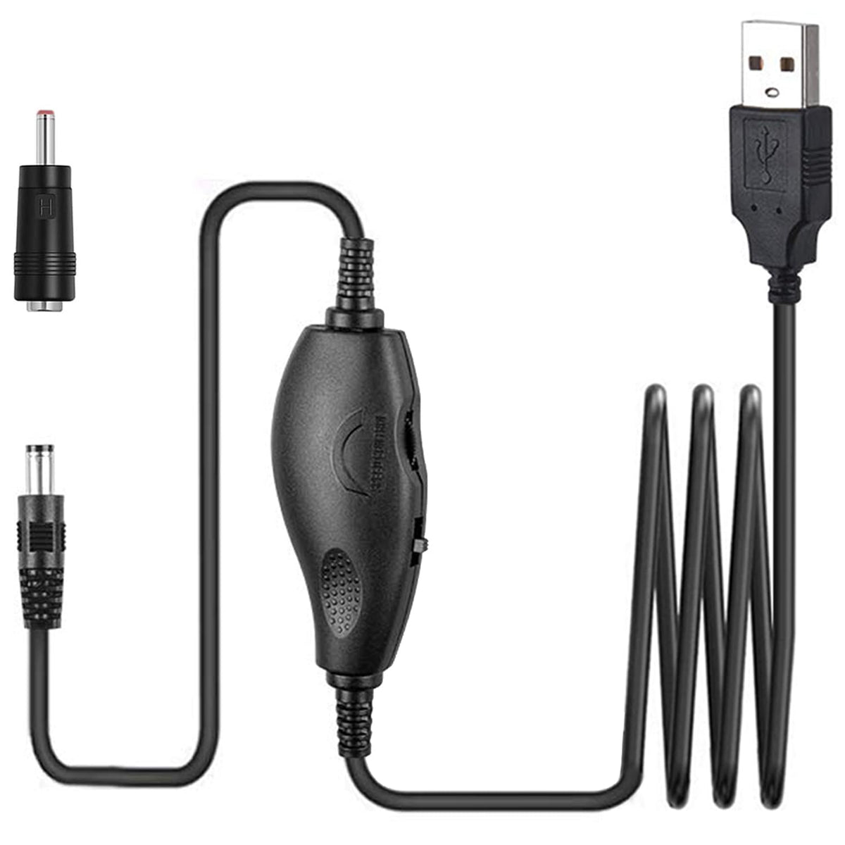 Gzzscortd front view USB power cord showing universal USB plug and DC cable benefit portable charging