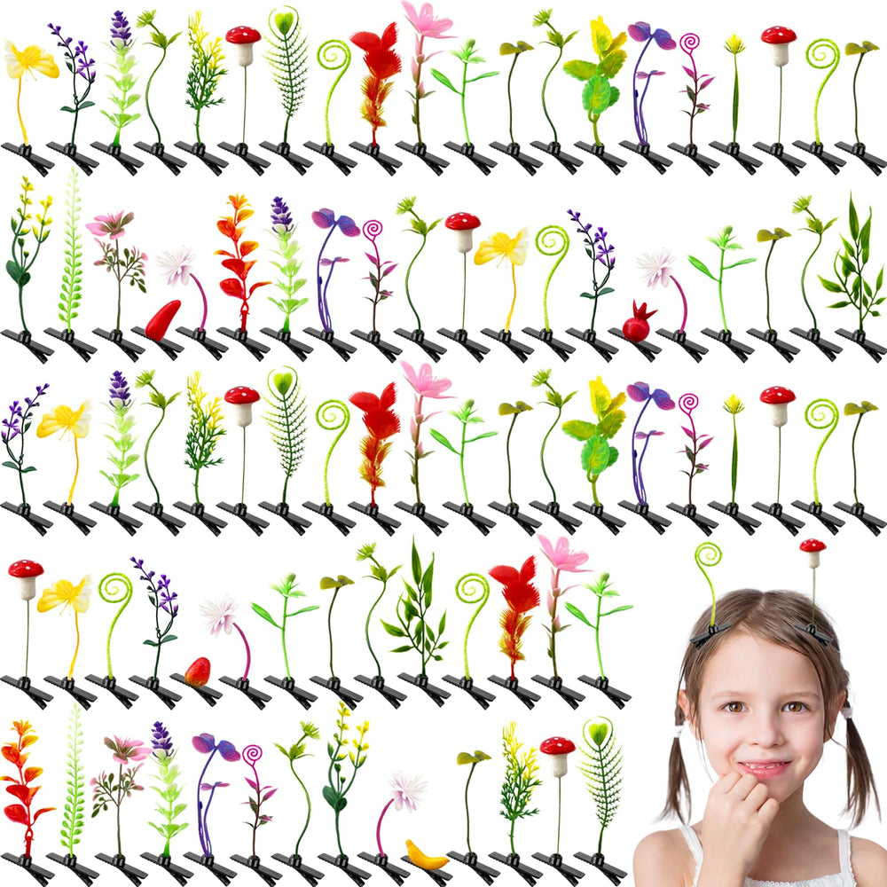 Haawooky front packaging showing 100 mixed plant hair clips and colorful designs