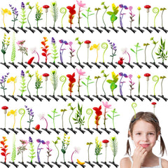 Haawooky front packaging showing 100 mixed plant hair clips and colorful designs