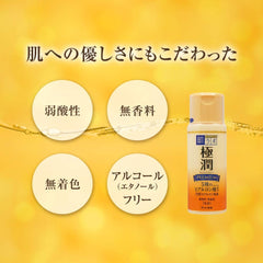 肌ラボ 140ml size next to common bottle for scale and travel benefit