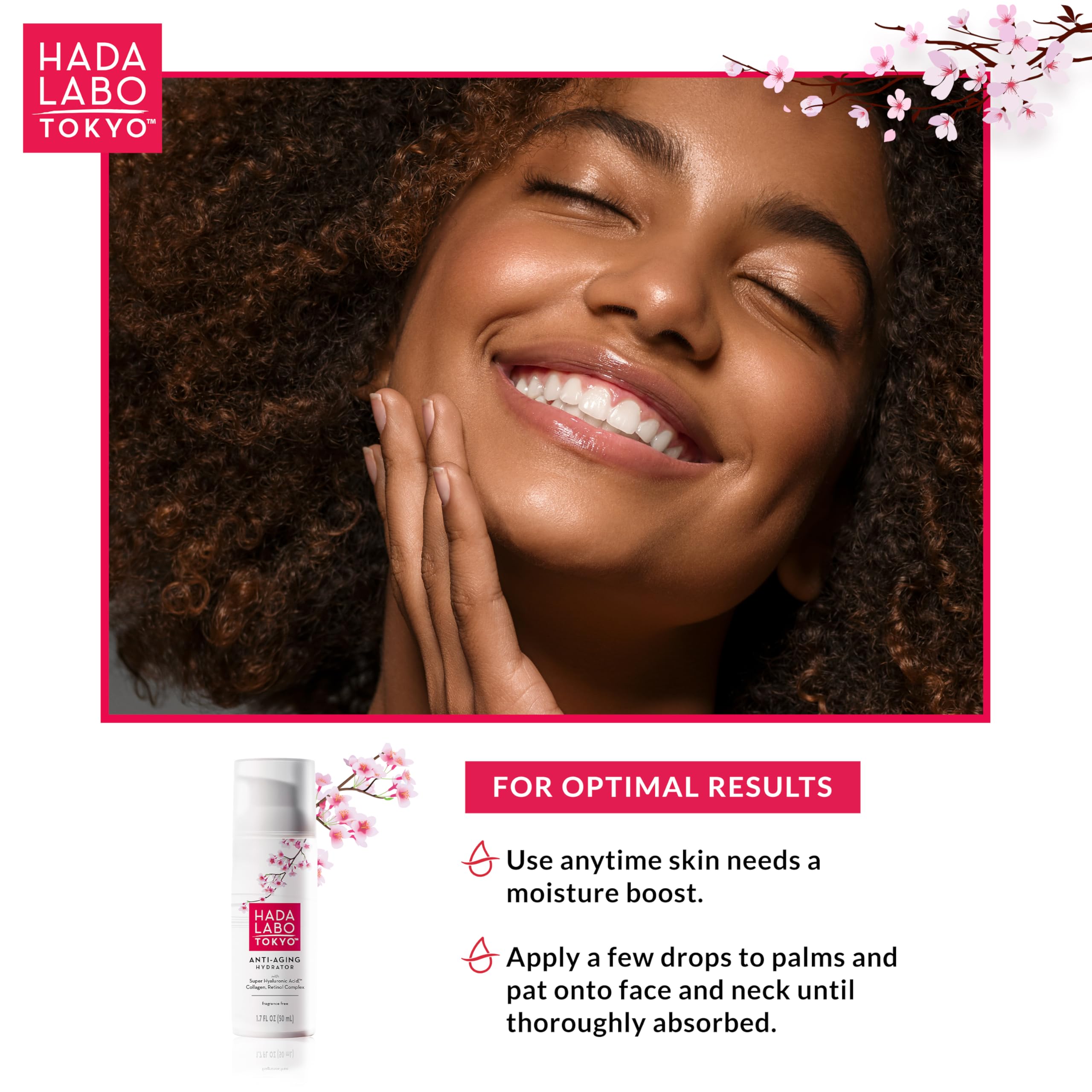 Hada Labo Tokyo applied under makeup to show smooth layering benefit