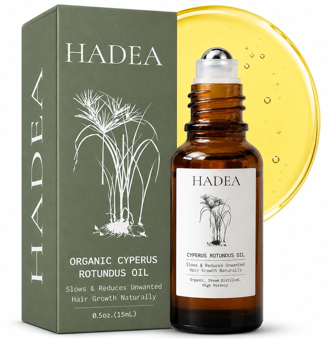 HADEA roll-on front view showing label and compact travel size benefit