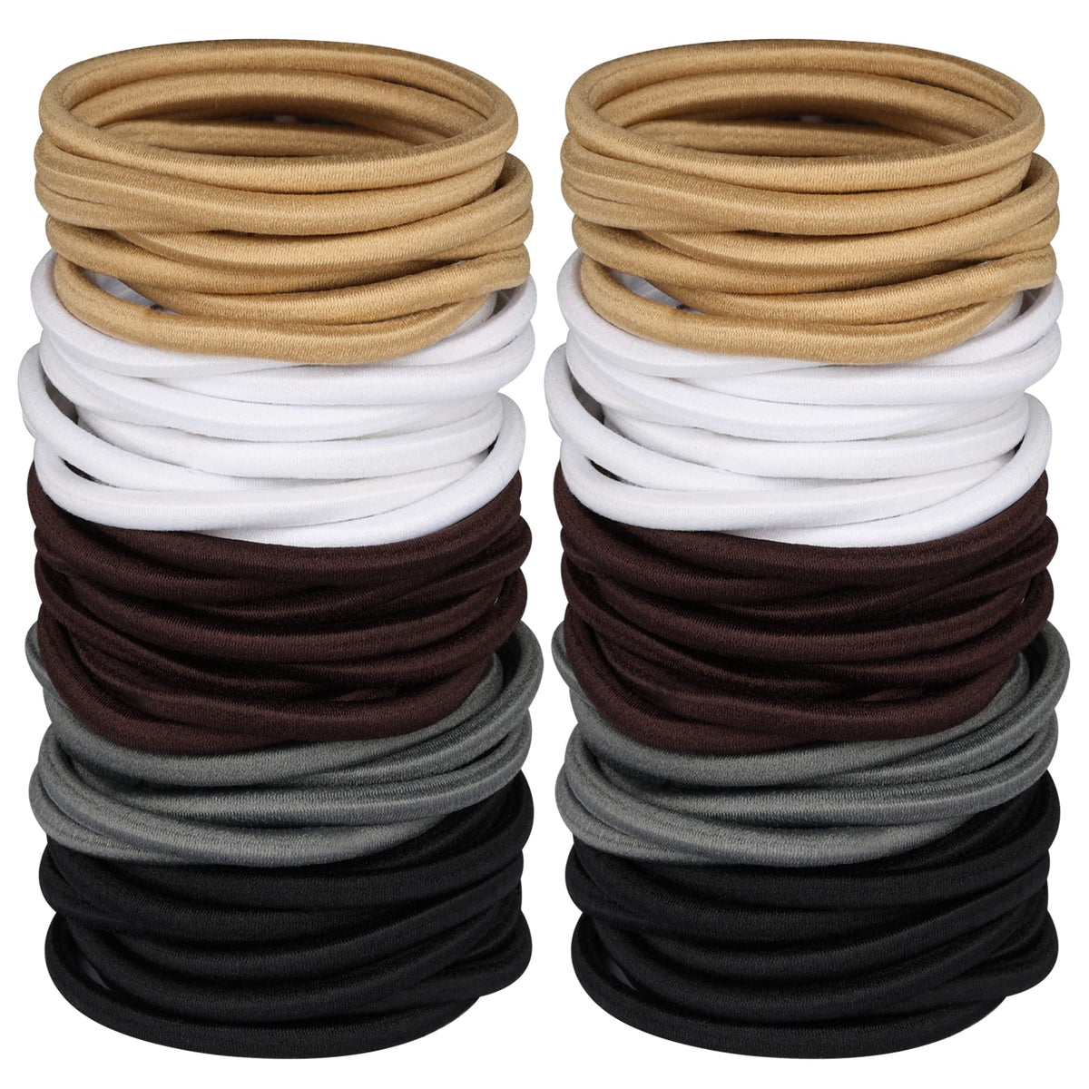 Hageolan front pack showing 120 neutral hair ties and bulk value
