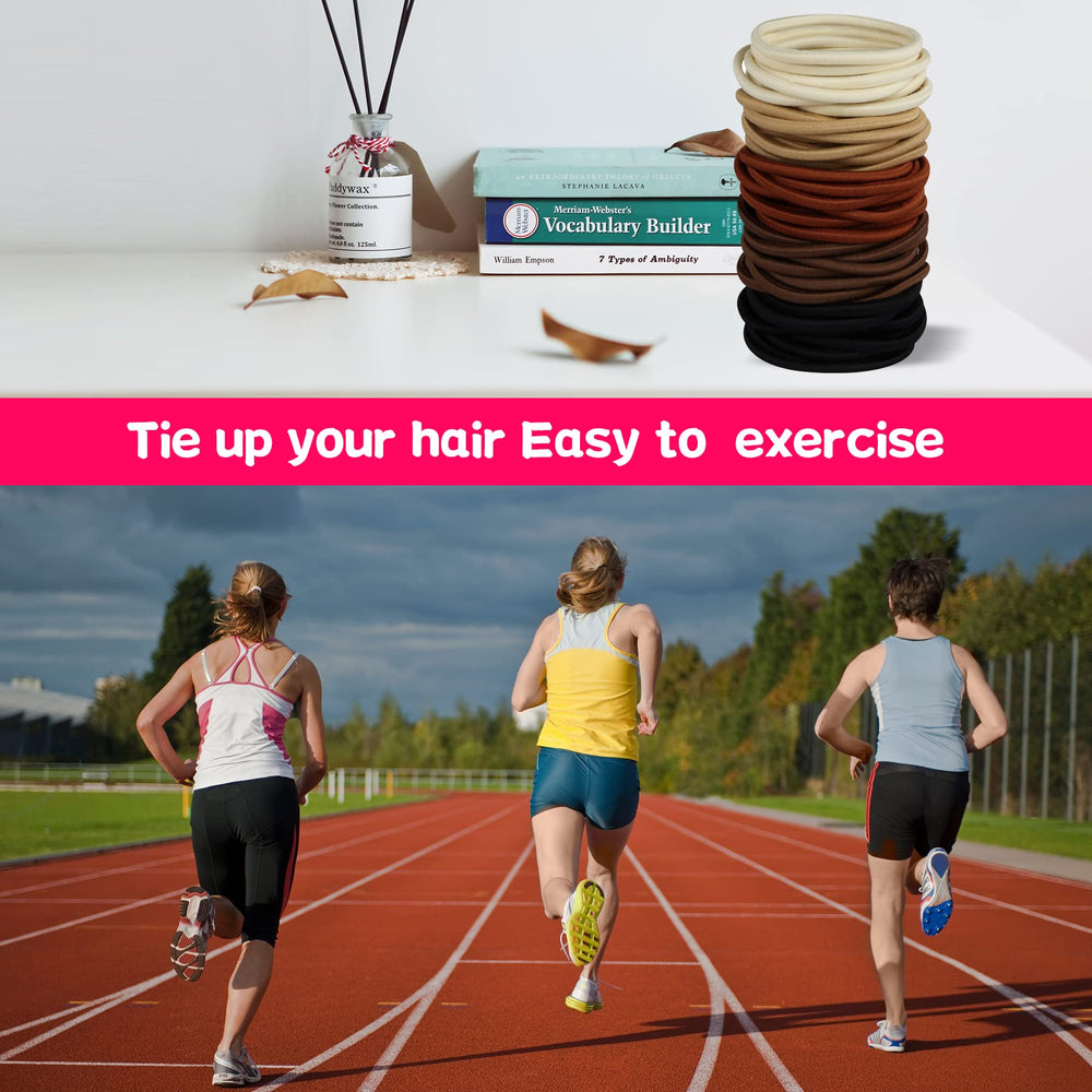 Hageolan holding a ponytail in active use, secure non-slip hold benefit