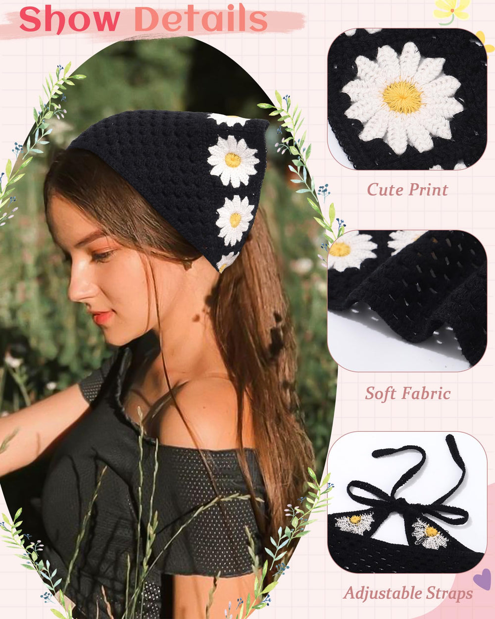 HAIMEIKANG close-up of crochet floral texture highlighting breathable cotton comfort