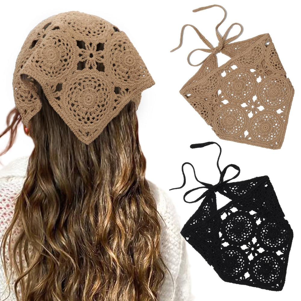 HAIMEIKANG front view of black and coffee bandana showing shape and color contrast