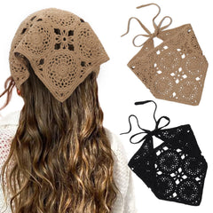 HAIMEIKANG front view of black and coffee bandana showing shape and color contrast