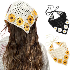 HAIMEIKANG front view of yellow and black floral bandana showing pattern and shape benefit