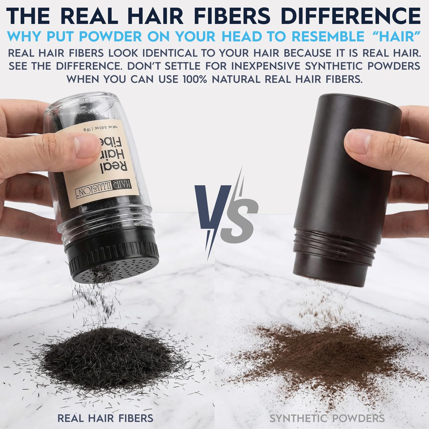 hair illusion applying fibers into hand for targeted coverage benefit