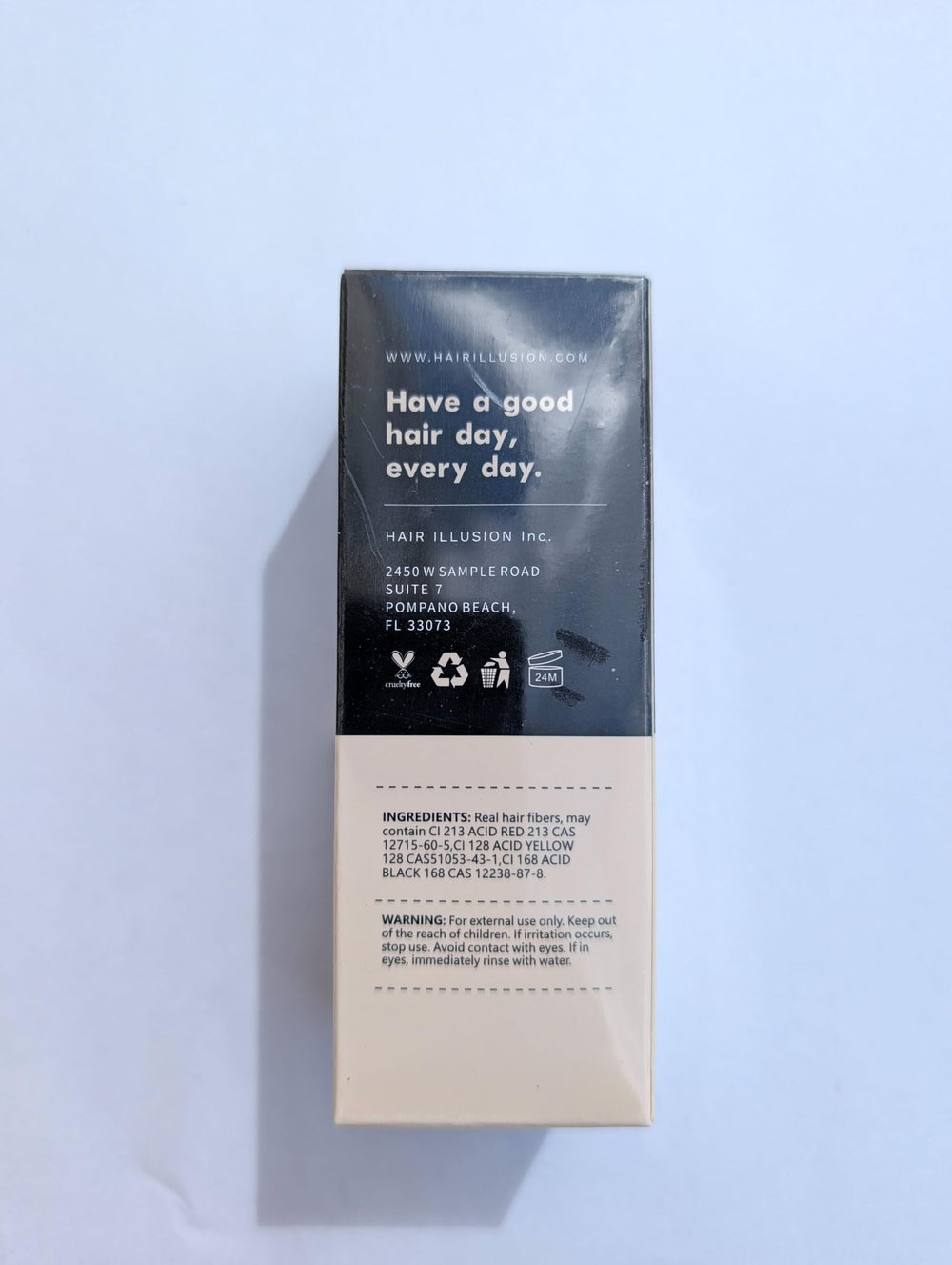 Hair Illusion label close-up highlights natural ingredients and no synthetics benefit