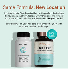 Hair La Vie label detail showing ingredient highlights and third-party testing claim